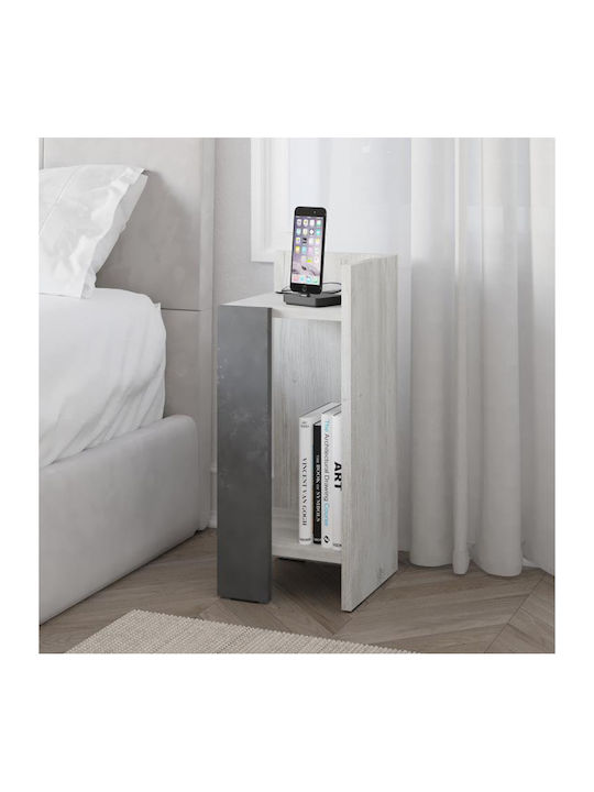 Bedside Table Elos Wooden Grey 25x27x60cm