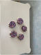 Stewehome Set Of 5 Pieces Purple Fabric Elastic Jar Food Covers Purple Flowers