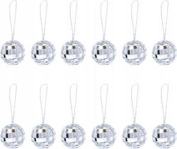 Decorative Hanging Ornaments Disco Ball Mirror Silver 3cm 12pcs
