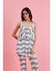 Women's Blouse with Spaghetti Straps Black and White