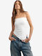 Women's Cotton Strapless White Blouse