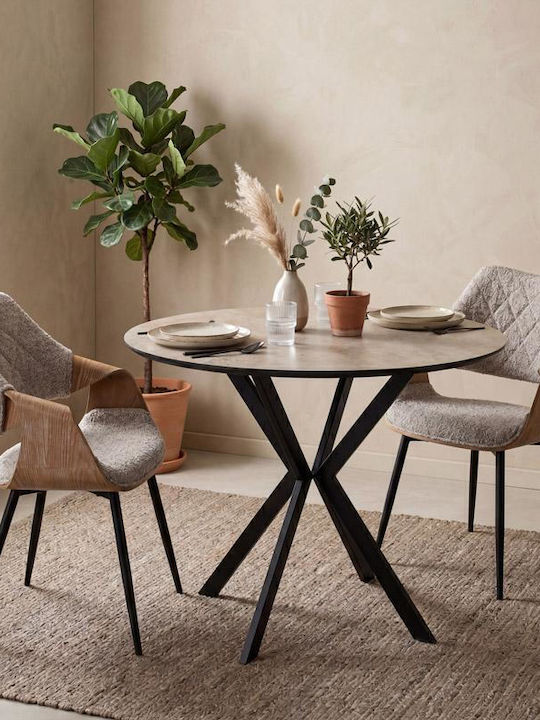 Round Dining Table with Stone Surface Cosmos 90x90cm