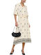 Sommer Midi Hemdkleid Creme