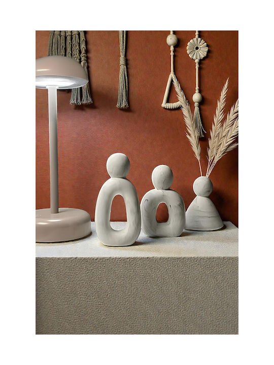 Stewehome Set Of 3 Abstract Family Decorative Figures Concrete Black White Marble Pattern Minimalist White 8x6x12 Cm