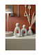 Stewehome Set Of 3 Abstract Family Decorative Figures Concrete Black White Marble Pattern Minimalist White 8x6x12 Cm