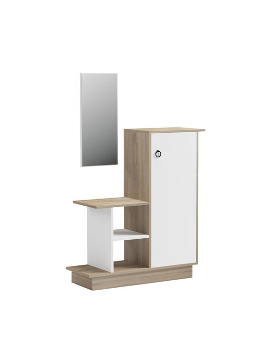 Mobilier Hol Cu Oglindă și Suport Pentru Pantofi Alb 80x30x90εκ.
