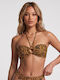 Strapless Bikini Top Animal Print Mocha / Black