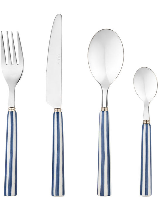 Estia Ligne Blue Cutlery Set Stainless Steel Blue 16 Pieces