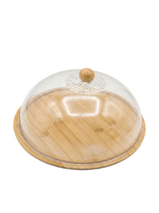 Bamboo Suport pentru prăjituri din Lemn cu Capac și Cu Suport Transparent 32 cm