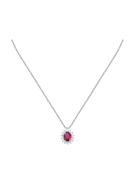 Morellato Silver Necklace with Red Zircon
