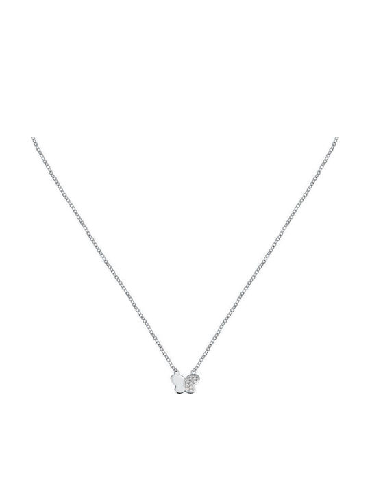 La Petite Story Necklace with Butterfly Design in Silver with Zircon