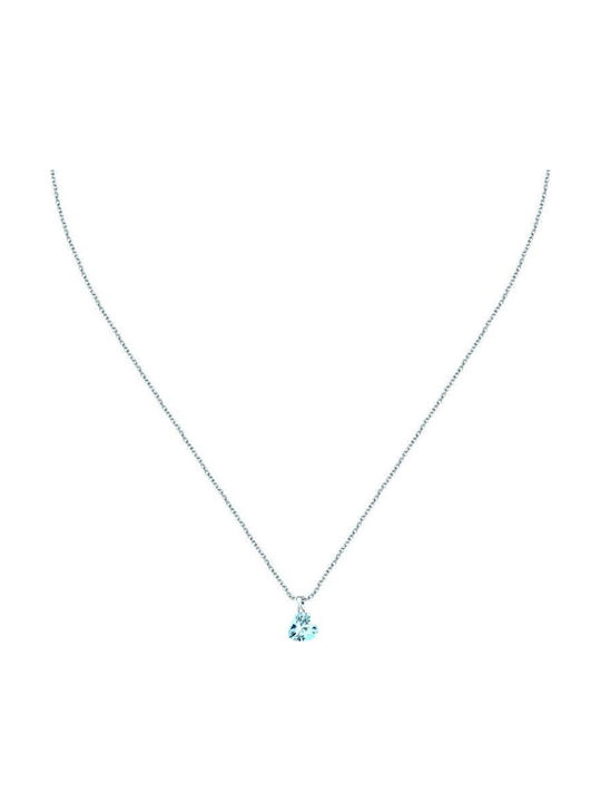La Petite Story Necklace Silver With Light Blue Zircon