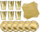 Set Cups Plates Napkins Gold