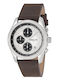 3Guys Men's Watch 44mm Chronograph Battery with Brown Leather Strap