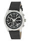 3Guys Men's Watch 44mm Chronograph Battery with Black Leather Strap