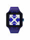 Off White Herrenuhr Batterie mit Blauem Gummiarmband