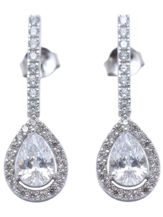 Gatsa White Gold 14K Dangle Earrings with Stones