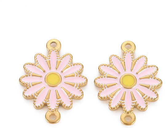 Edelstahl Verbindung Blume Gold Emaille 21x15,5x2mm 1 Stück