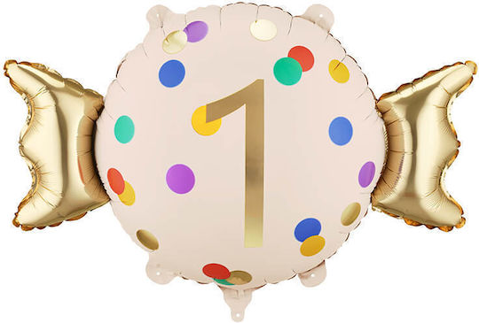 Beige Foil Birthday Balloon "1" 5cm