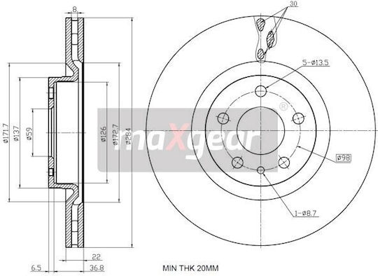 Fiat Panda Vorderseite Bremsscheibe 12 500 500l 12 92252803