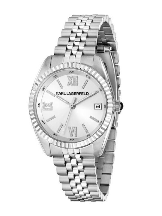 Karl Lagerfeld Γυναικείο Ρολόι 32mm Μπαταρίας με Ασημί Μεταλλικό Μπρασελέ