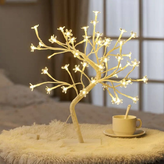 Decorativ De Masă Pom De Crăciun Flori Din Silicon 48led Lumină Caldă Albă