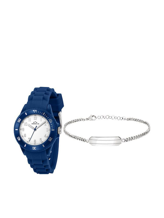 Chronostar Women's Watch 35mm Battery with Blue Rubber Strap