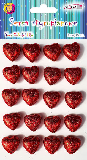 Red Glitter Styrofoam Hearts Valentine's Day Diy Decoration 2cm 20pcs