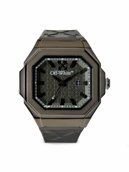 Off White Digital Herrenuhr Batterie mit grünem Gummiarmband