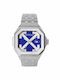 Off White Herrenuhr Batterie mit Silber Metall-Armband