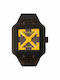 Off White Digital Herrenuhr 45mm Batterie mit Braun Gummi Armband