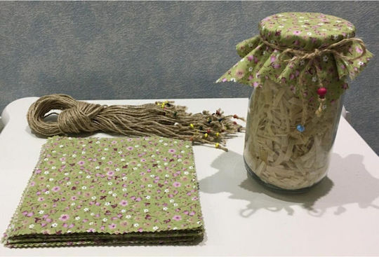 Stewehome Fabric Set of Jar Lid Cover with Tie Cord Beads Green
