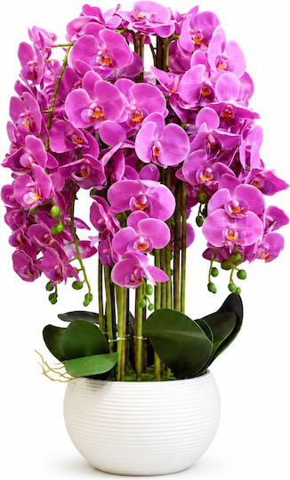 Orhidee Artificială Decorativă 90cm Alb Ghiveci 87556-1