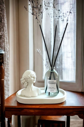 Stewehome Decorative Set Miniature Female Bust Concrete Base Bohemian Style White
