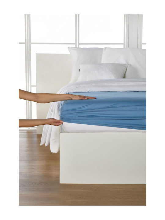 Living Home Single Bed Sheet With Rubber Hugger 100x200cm Stahblau