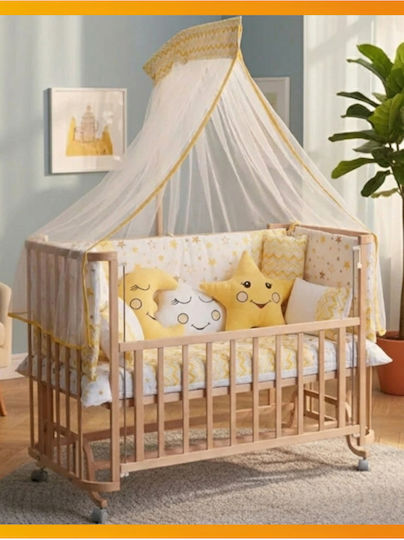 SteweHome Кафява Люлка с Матрак и Колелца