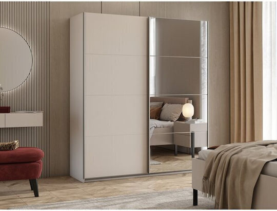 Melvele 126 Двойна Врата Гардероб Плъзгащ С Огледало Кашмир 180x57x209cm
