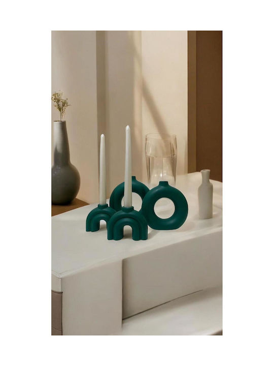 Stewehome Set Of Decorative Vase Candle Holder Bohemian Style Handmade Green 10x15 Cm