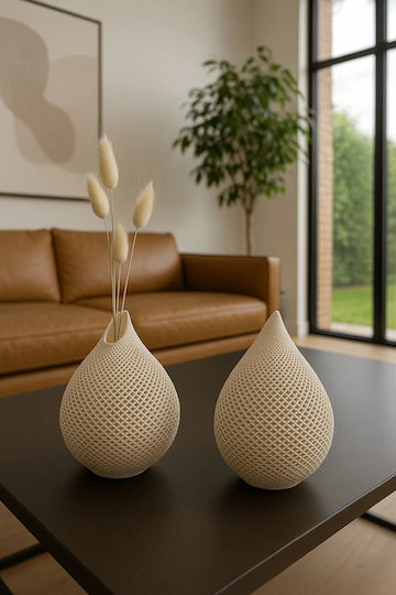 Stewehome Set De Vaze Decorative Set 2 Bucăți Crem 9x13x13 Cm