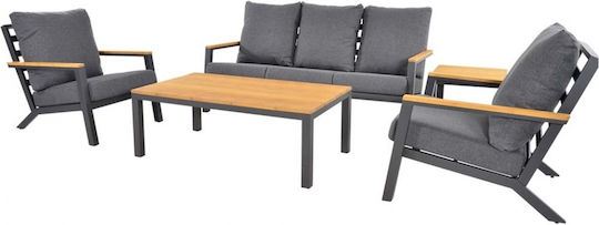 Garten- und Outdoor-Möbelsets Wohnbereich 4 Stück Mattes Charcoal mit Kissen