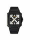 Off White Herrenuhr Batterie mit Schwarz Gummi Armband