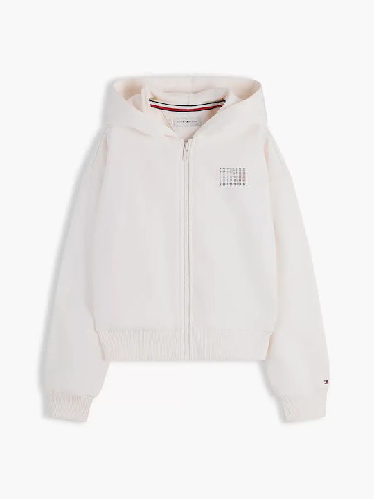 Kinder-Sweatshirt Strickjacke mit Kapuze Weiß