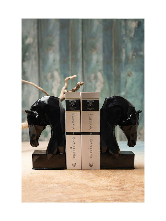 Stewehome Cubic Bookend Horse Shape Set 2 Pieces Concrete Black One Size