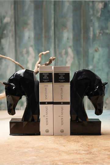 Stewehome Cubic Bookend Horse Shape Set 2 Pieces Concrete Black One Size