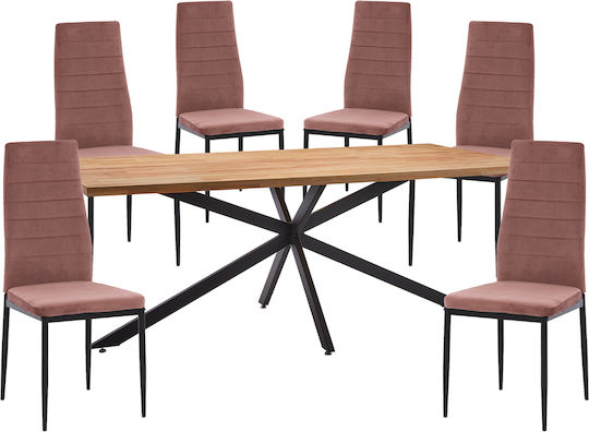 Dining Room Set with 6 Chairs 180x80cm