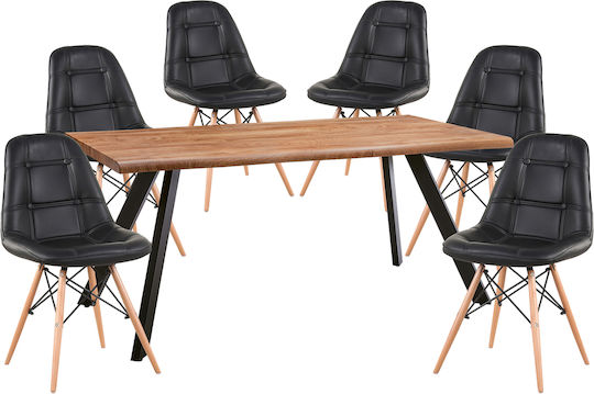 ArteLibre Esszimmermöbel-Set mit 6 Stücken 160x90cm