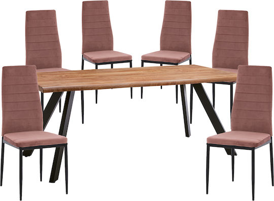 Dining Room Set with 6 Chairs 180x90cm
