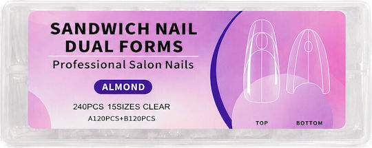Sandwich Nail Dual Forms Διάφανο Αμυγδαλωτό Σχήμα 240τμχ