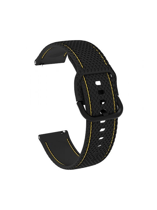 Λουράκι Silicone Stitching Line Realme Watch 5 22mm Black Yellow Line