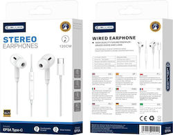 Jellico Ep3a Earbuds Handsfree Ακουστικά με Βύσμα USB-C Λευκό